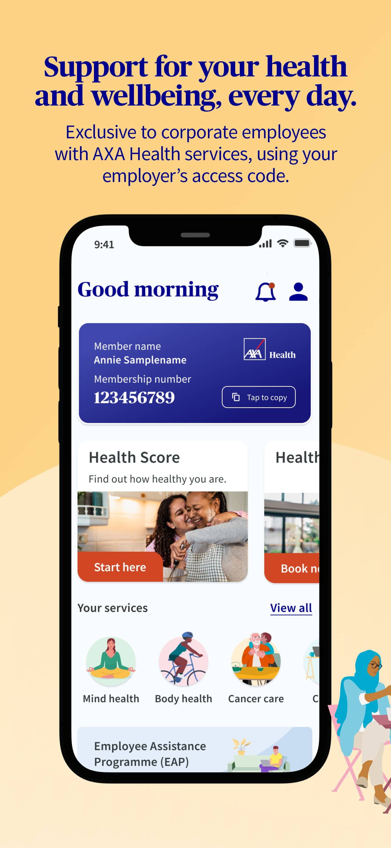 Preview of AXA Health app.
